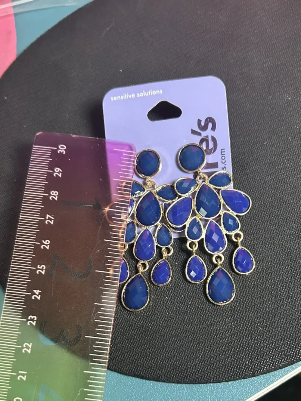Claire’s Cobalt Blue Tear Drop Chandelier Statement Earrings NWT